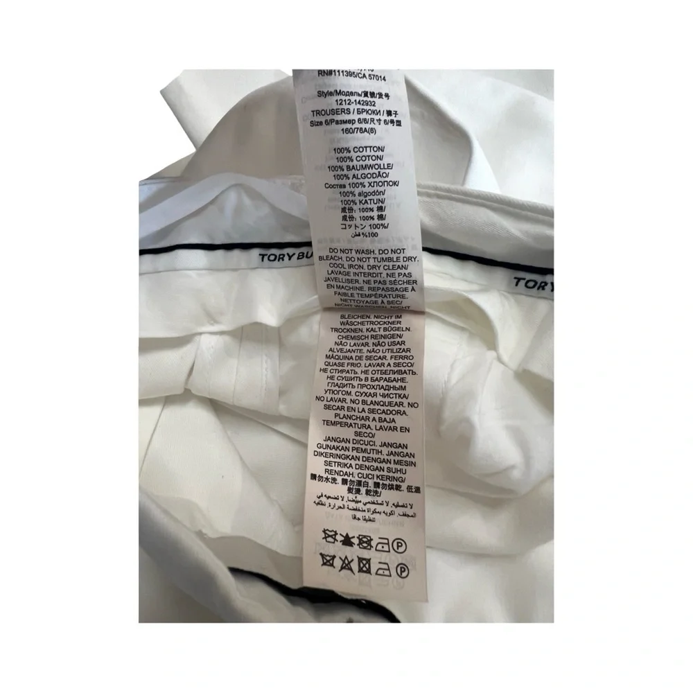 Tory Burch White Cotton Pleated Pants  Size 6  Style 1212-142932  Luxury…